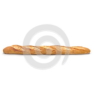 French baguette bread isolated on a white. Side view. 3D illustration