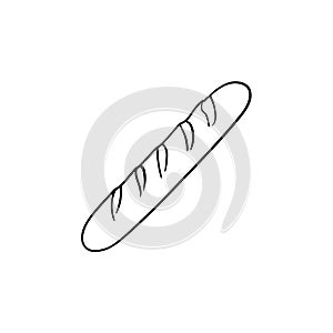 French baguette hand drawn sketch icon.