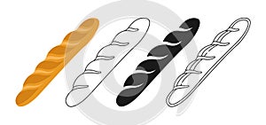 French baguette icon bread line glyph icon vector