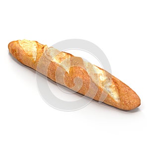 French baguette. Isolated on white. 3D illustration