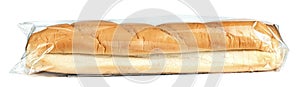 French baguettes in plastic bag ,bread isolated on a white background