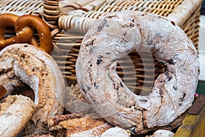 French bakery with fresh baked breads and buns