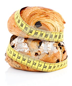 French bakery products with measuring tape