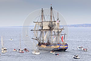 French battle ship, l`Hermione. In the old harbor of Marseille, France