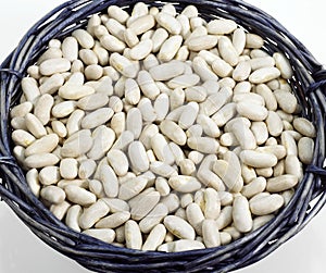 French Beans called Mogette de Vendee, phaseolus vulgaris, Beans against White Background