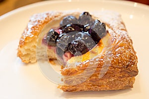 French boulangerie with custard and blueberries