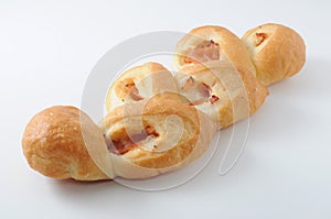 French bread bacon epi  on white background