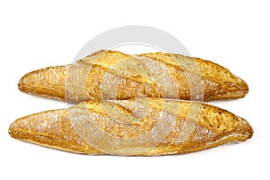 French bread baguette on a white background