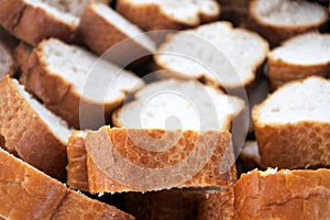 French bread baguette slices background