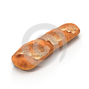 French bread baguette on a white background.