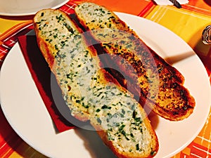 French bread baked with garlic butter.