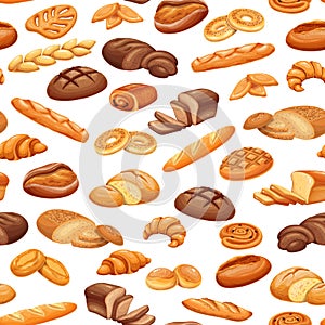 French bread bakery product seamless pattern