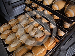 French bread in production inside the bakery