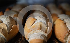 French bread in production inside the bakery