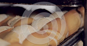 French bread in production inside the bakery