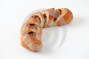 french bread sausage epi on white background