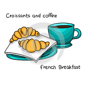 French breakfast - coffee and croissant