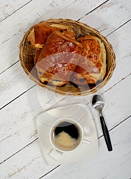 French breakfast with coffee and pastries