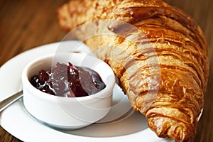 French Breakfast with Corissant and Berry Jam