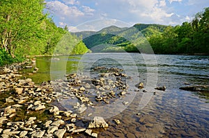 French Broad River in Appalachian Mountains near Hot Springs North Carolina