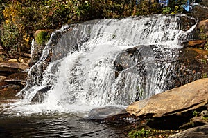 French Broad Shoals waterfall in North Carolina in early fall.