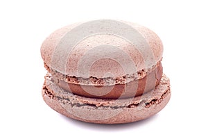 French brown macaron on white