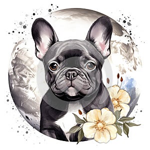 French Bull dog Watercolor Generative Ai