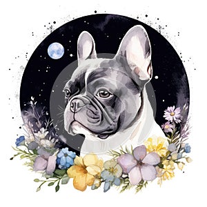 French Bull dog Watercolor Generative Ai