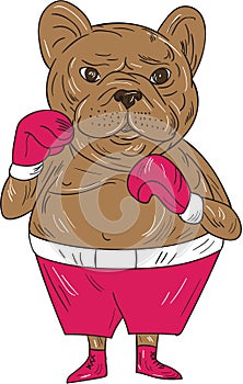 French Bulldog Boxer Boxing Stance Cartoon