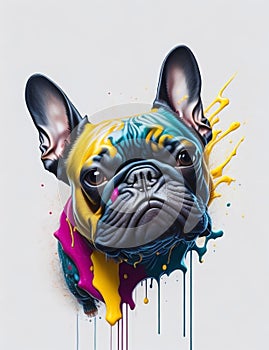 French Bulldog Dog white background Splash Art 2