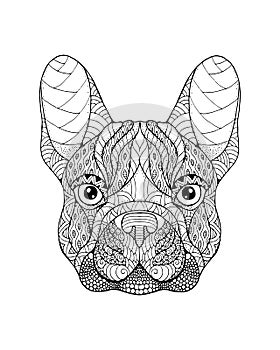 French Bulldog dog zentangle stylized. Freehand vector illustration.