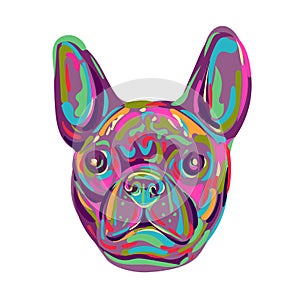 French Bulldog Frenchie or Bouledogue Francais Head Pop Art Style