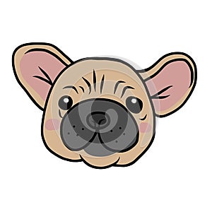 French bulldog head cartoon vector illustration