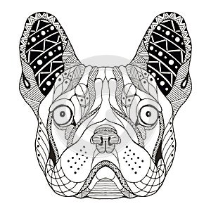 French bulldog head zentangle stylized