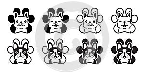french bulldog icon dog paw footprint vector cartoon logo symbol cat kitten pet character illustration doodle