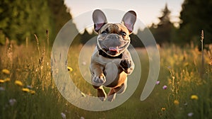 French bulldog jumping