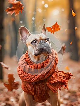 French Bulldog in Knitted Dog Attire