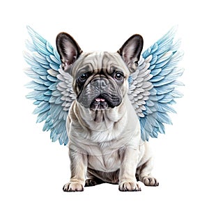 French bulldog puppy with angel wings