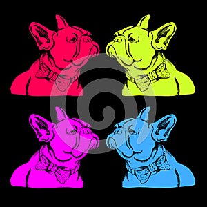 French Bulldog. Vector illustration for a card or poster. Print on clothes. Cute puppy.