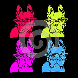 French Bulldog. Vector illustration for a card or poster. Print on clothes. Cute puppy. Pedigree dog.