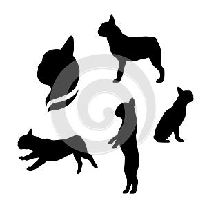 French bulldog vector silhouettes