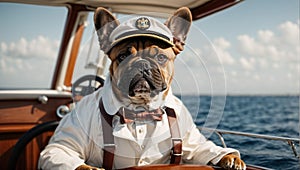 French bulldog on a yacht