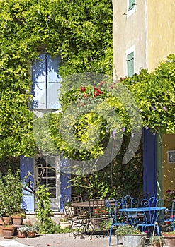 French cafe on village corner. Provence.