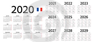 2020 2021 2022 French Calendar. Vector illustration. Template year planner photo