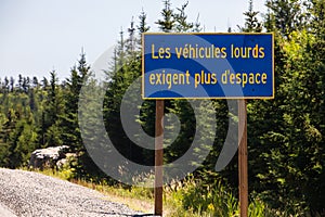 French Canadian Information road sign
