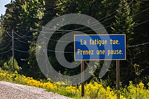 French Canadian Information road sign