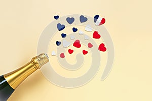 French champagne bottle and hearts