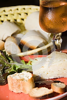 French cheese appetizer with Rose wine