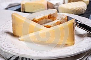 French cheese Comte, three varieties 1 year matured Prestige, fruity flavoured Fruite and Vieille Reserve