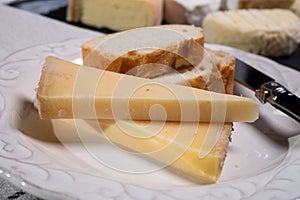 French cheese Comte, three varieties 1 year matured Prestige, fruity flavoured Fruite and Vieille Reserve